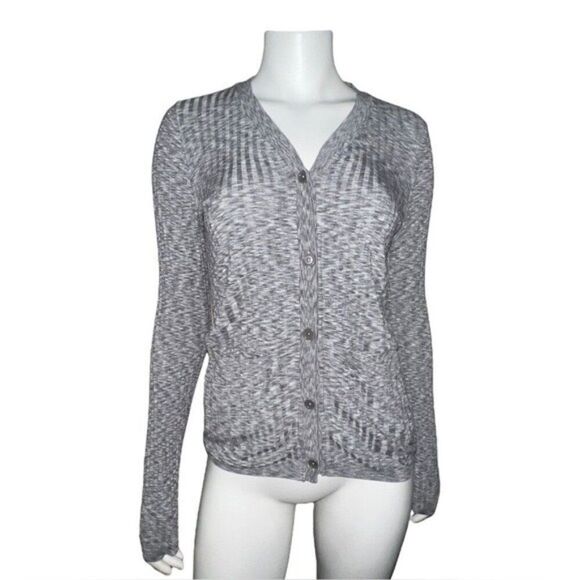 Athleta Womens Revolve Cardigan Grey Heather Ribbed Button Down XXS NWOT - Picture 5 of 11